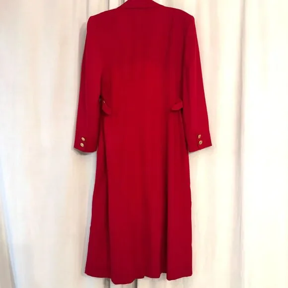 100% Authentic Vintage Christian Dior Red Wool Coat, Size 10, Designer Luxury - Picture 3 of 10